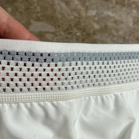 New Balance white skort with lace hem , pin holes in skirt and cut out in band - Picture 6 of 13